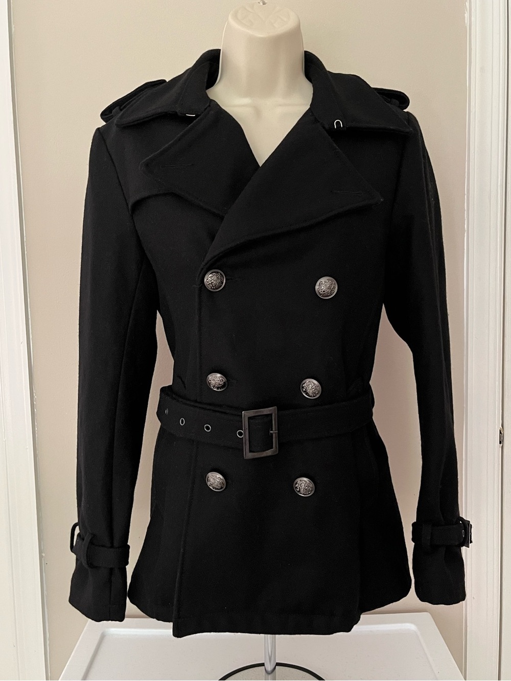 Gostar De Fugo Luxury Japanese Classic Black Double-Breasted Women's Peacoat